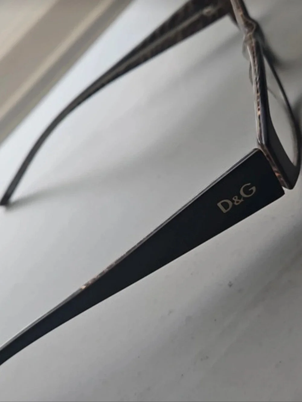 NWOT Dolce & Gabbana D&G Black Vtg Rectangular Eyeglass Frames Animal Print Arms